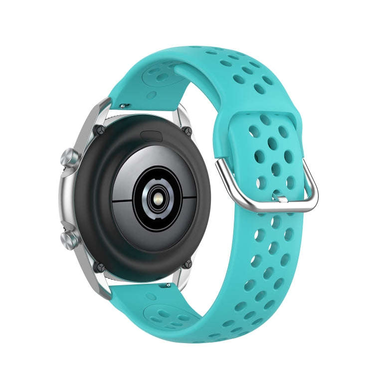 For Galaxy Watch 3 45mm Silicone Solid Color Watch Band, Size: Free Size 22mm(Teal)