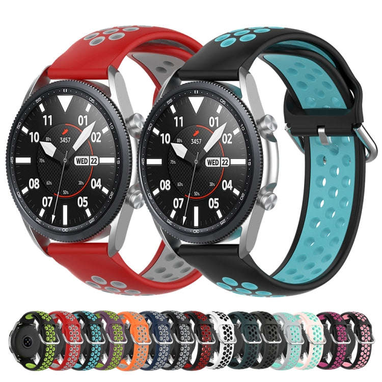 For Galaxy Watch 3 45mm Silicone Two-color Watch Band, Size: 22mm(White Black)