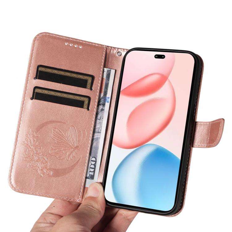 For Honor 400 Pro Global 160.8mm Swallowtail Butterfly Embossed Leather Phone Case(Rose Gold)
