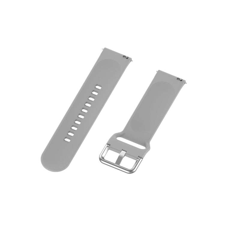 For Xiaomi Haylou Solar LS05 Silicone Solid Color Silver Buckle Watch Band, Size: 22mm(Gray)