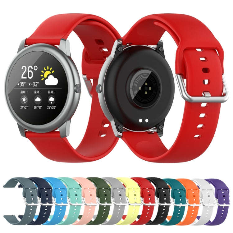 For Xiaomi Haylou Solar LS05 Silicone Solid Color Silver Buckle Watch Band, Size: 22mm(Red)