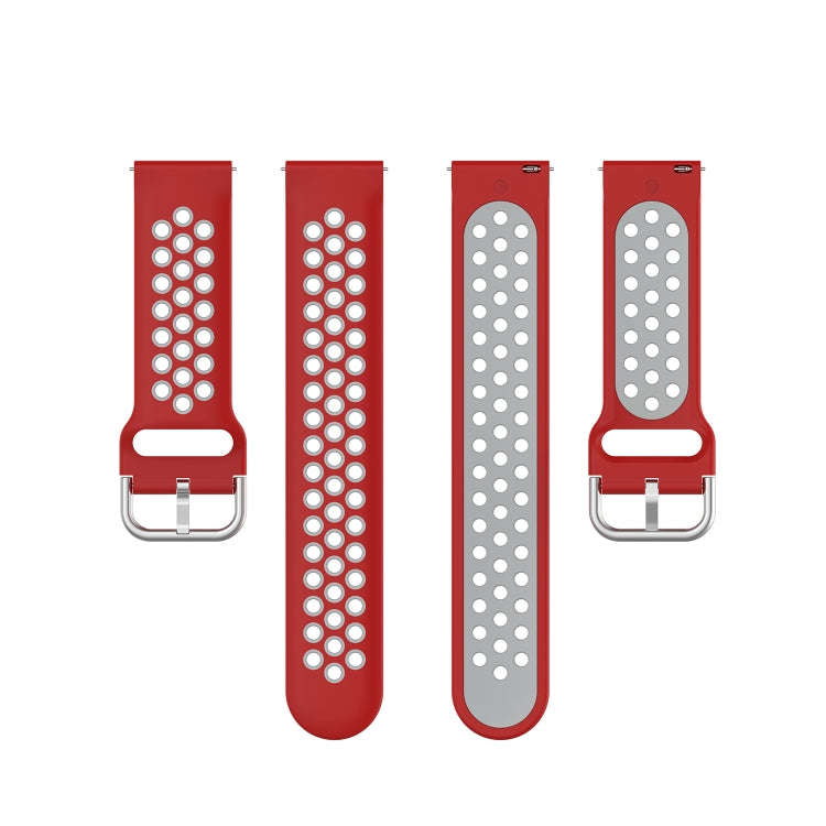 For Xiaomi Haylou Solar LS05 Two-tone Silicone Watch Band, Size: 22mm(Red Gray)