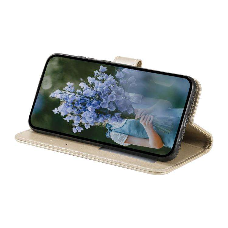 For Motorola Edge 60 Pro Totem Flower Embossed Leather Phone Case with Lanyard(Gold)