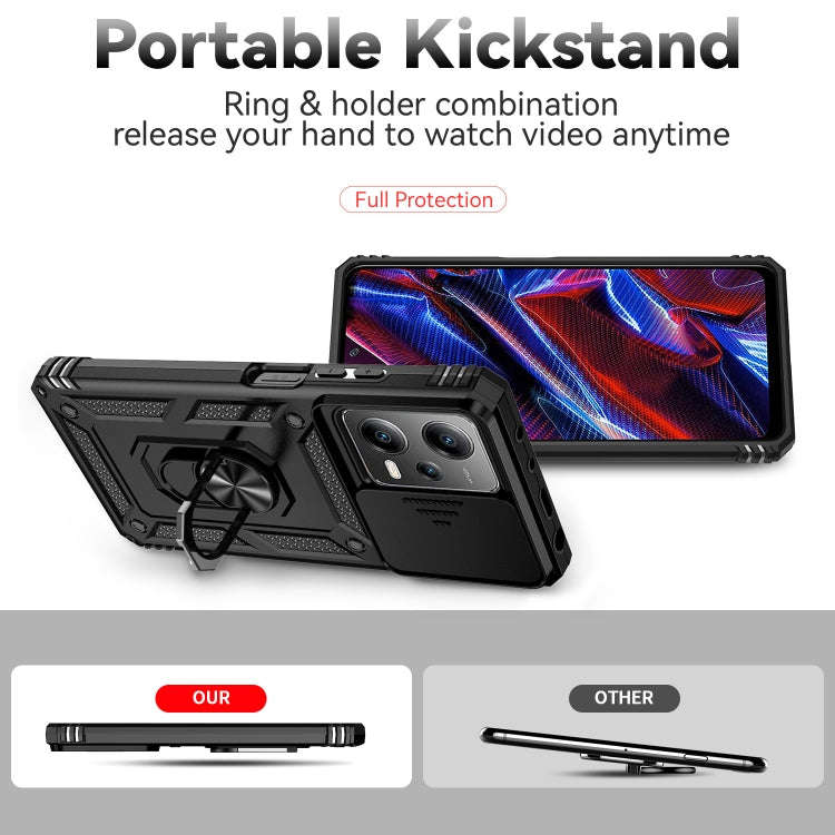 For Xiaomi Redmi Note 12 Pro 5G Global Sliding Camshield Holder Phone Case(Black)