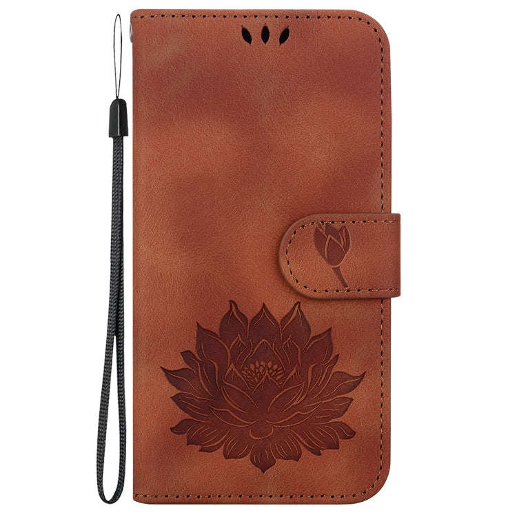 For Infinix Note 40 Pro+ Lotus Embossed Leather Phone Case(Brown)
