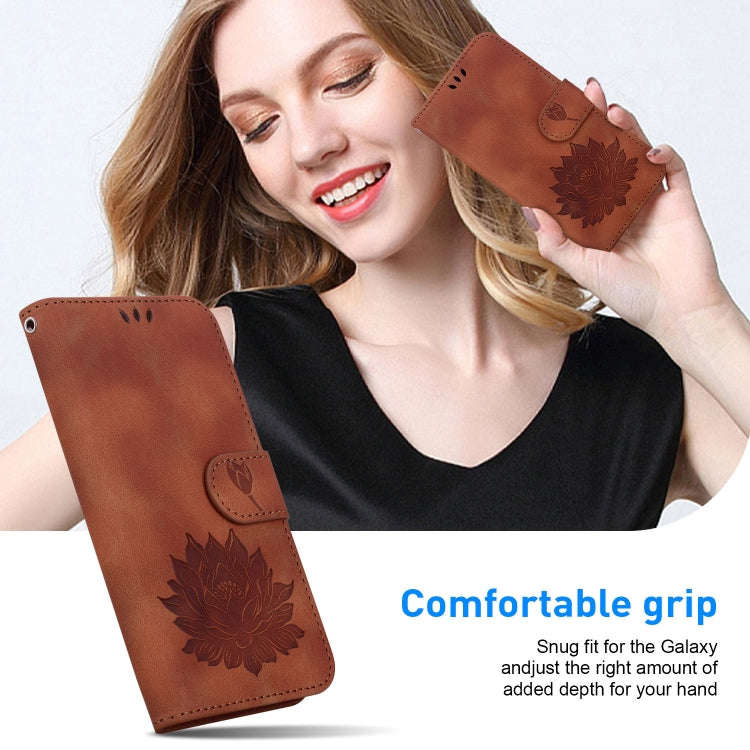 For Motorola Edge 50 Ultra Lotus Embossed Leather Phone Case(Brown)