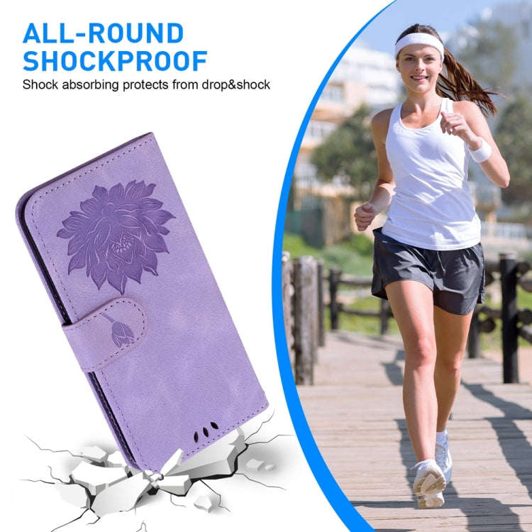 For Motorola Edge 2024 Lotus Embossed Leather Phone Case(Purple)