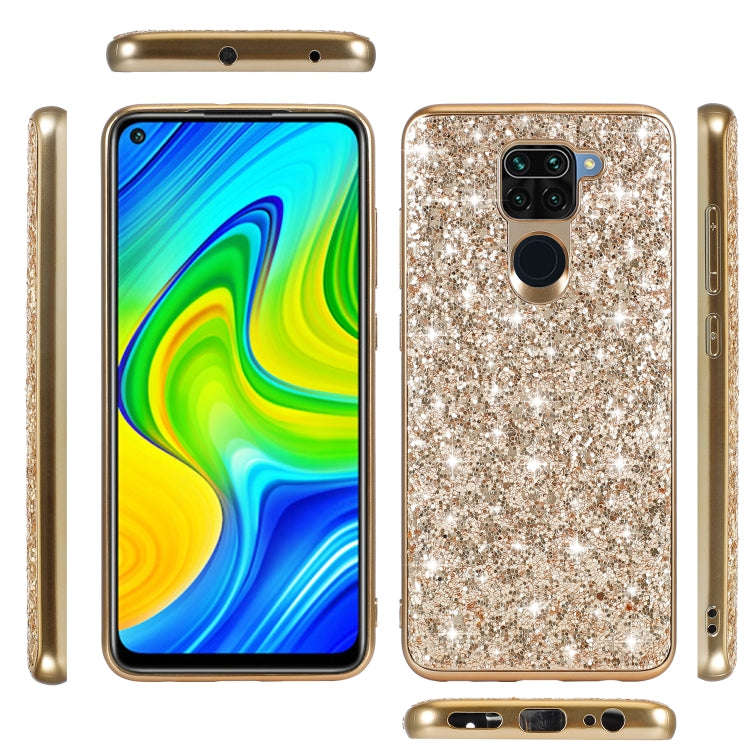 For Xiaomi Redmi Note 9 / 10X 4G Glitter Powder Shockproof TPU Protective Case(Gold)