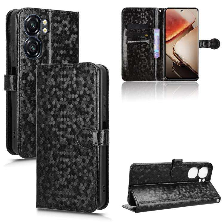 For Oukitel C58 / C58 Pro Honeycomb Dot Texture Leather Phone Case(Black)