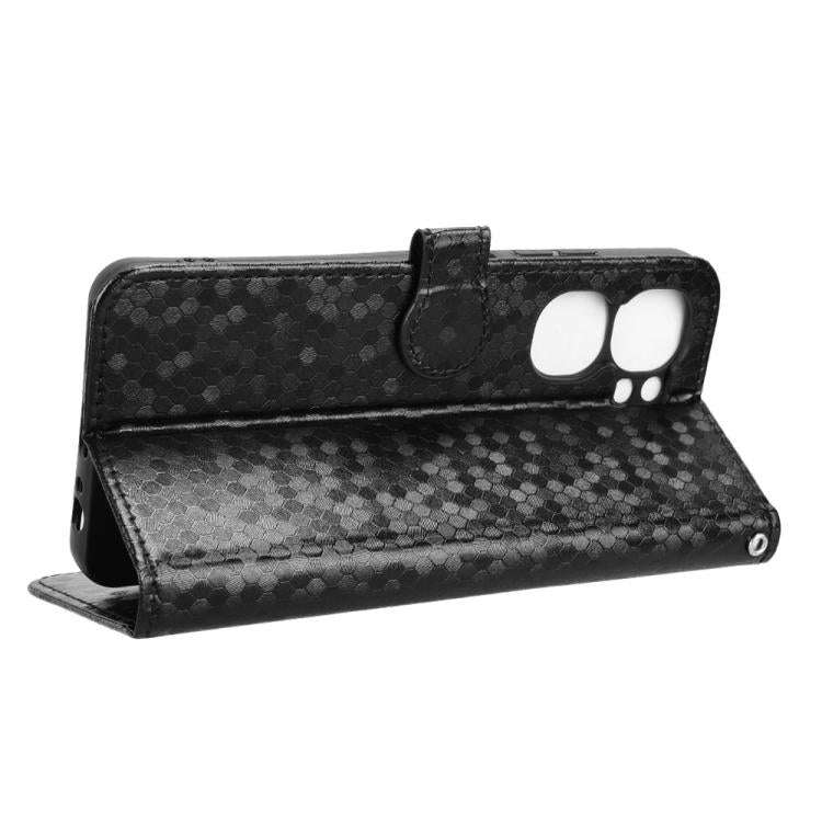 For Oukitel C58 / C58 Pro Honeycomb Dot Texture Leather Phone Case(Black)