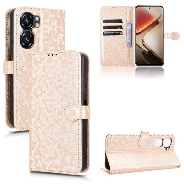 For Oukitel C58 / C58 Pro Honeycomb Dot Texture Leather Phone Case(Gold)
