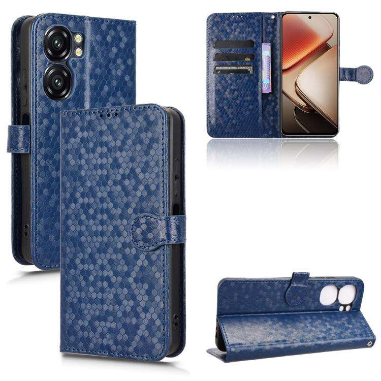 For Oukitel C58 / C58 Pro Honeycomb Dot Texture Leather Phone Case(Blue)