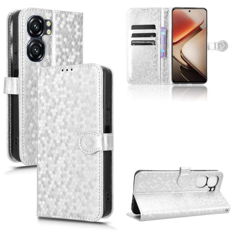 For Oukitel C58 / C58 Pro Honeycomb Dot Texture Leather Phone Case(Silver)