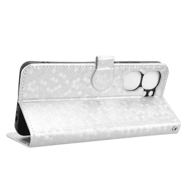 For Oukitel C58 / C58 Pro Honeycomb Dot Texture Leather Phone Case(Silver)