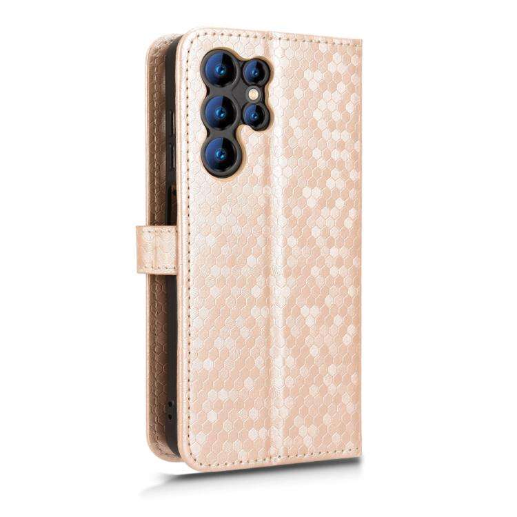 For Oukitel C1 / C1 Pro Honeycomb Dot Texture Leather Phone Case(Gold)
