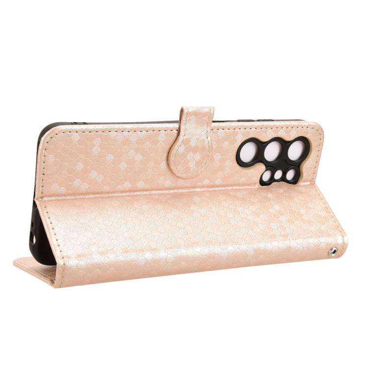 For Oukitel C1 / C1 Pro Honeycomb Dot Texture Leather Phone Case(Gold)