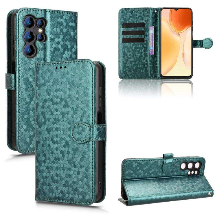 For Oukitel C1 / C1 Pro Honeycomb Dot Texture Leather Phone Case(Green)