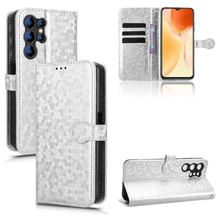 For Oukitel C1 / C1 Pro Honeycomb Dot Texture Leather Phone Case(Silver)