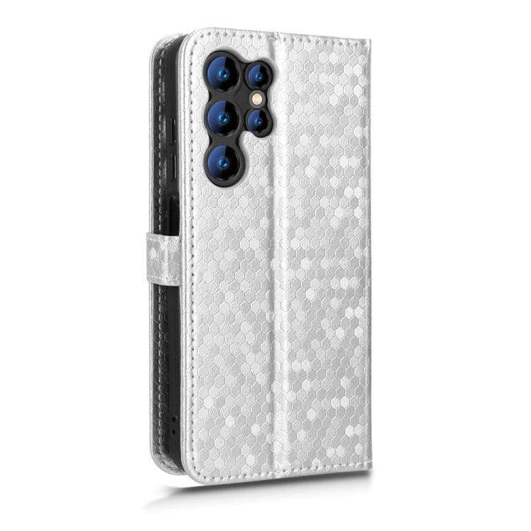 For Oukitel C1 / C1 Pro Honeycomb Dot Texture Leather Phone Case(Silver)