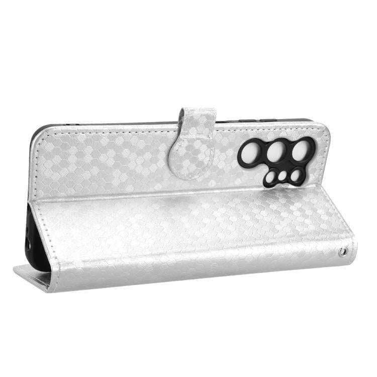 For Oukitel C1 / C1 Pro Honeycomb Dot Texture Leather Phone Case(Silver)