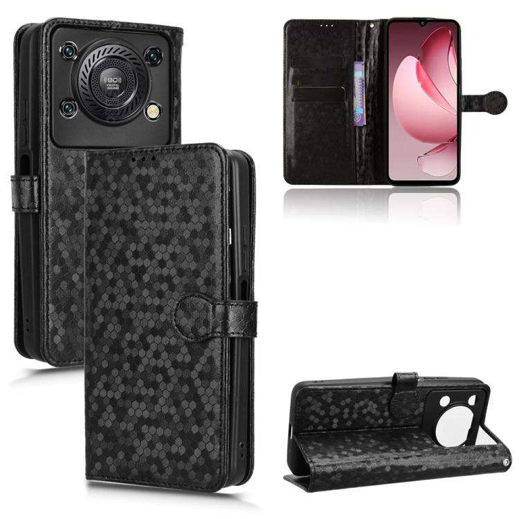 For Oukitel C60 / C60 Pro Honeycomb Dot Texture Leather Phone Case(Black)