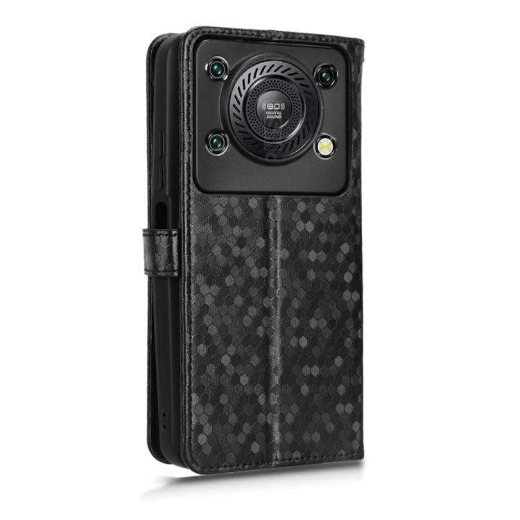 For Oukitel C60 / C60 Pro Honeycomb Dot Texture Leather Phone Case(Black)