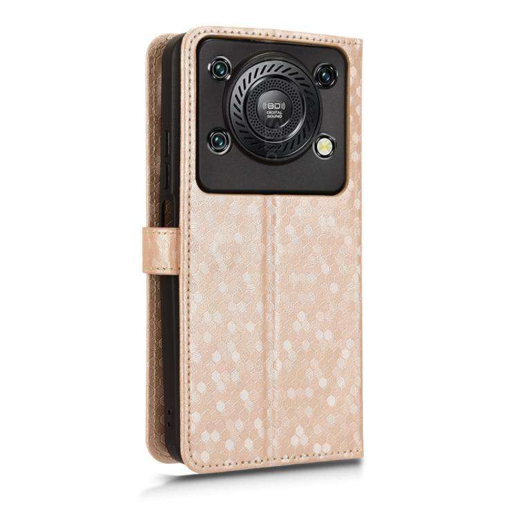For Oukitel C60 / C60 Pro Honeycomb Dot Texture Leather Phone Case(Gold)
