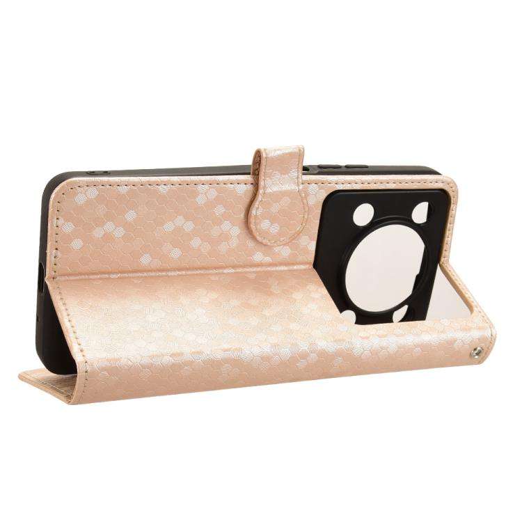 For Oukitel C60 / C60 Pro Honeycomb Dot Texture Leather Phone Case(Gold)