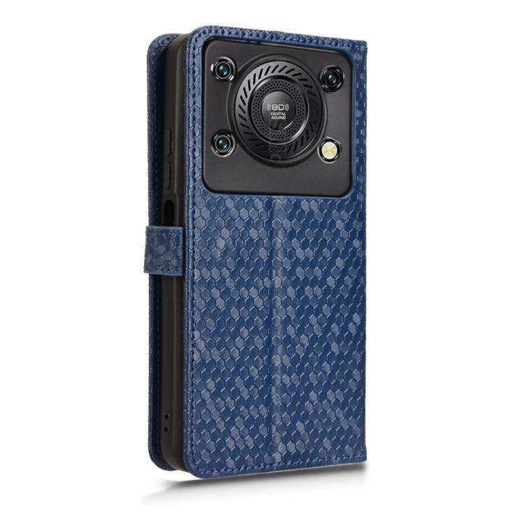 For Oukitel C60 / C60 Pro Honeycomb Dot Texture Leather Phone Case(Blue)