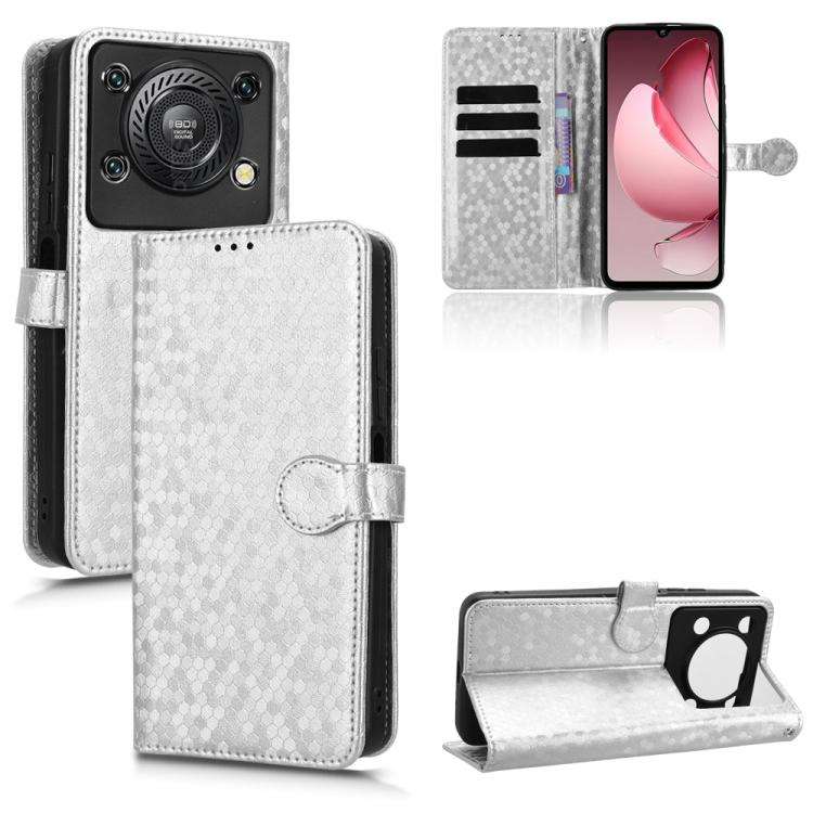 For Oukitel C60 / C60 Pro Honeycomb Dot Texture Leather Phone Case(Silver)