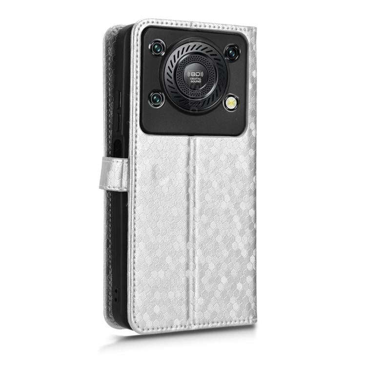 For Oukitel C60 / C60 Pro Honeycomb Dot Texture Leather Phone Case(Silver)