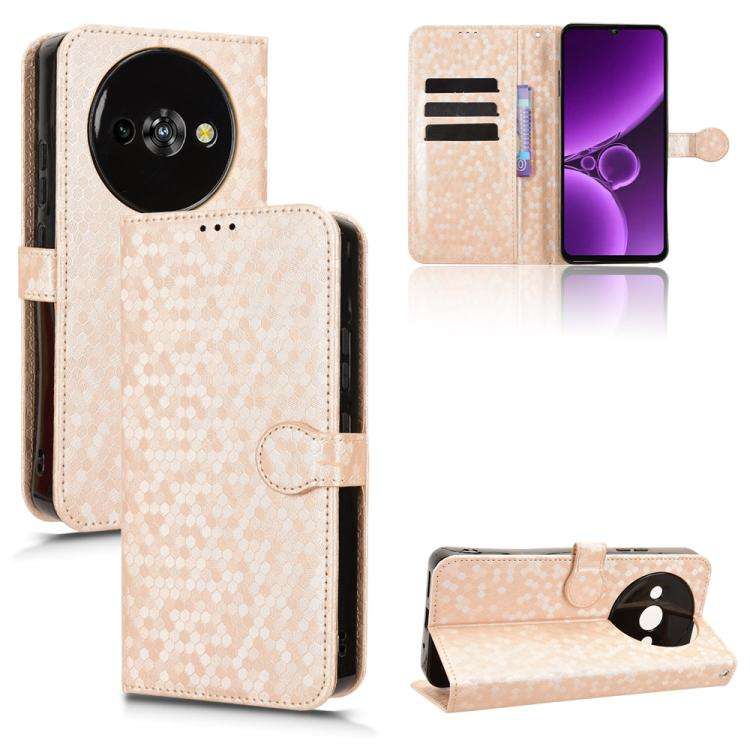 For Oukitel C59 / C59 Pro Honeycomb Dot Texture Leather Phone Case(Gold)