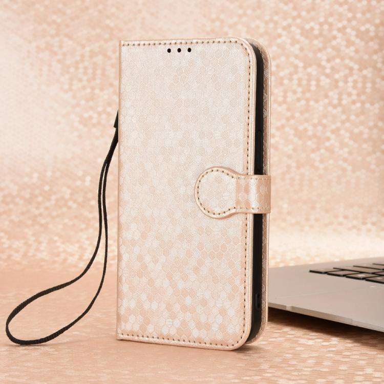 For Oukitel C59 / C59 Pro Honeycomb Dot Texture Leather Phone Case(Gold)
