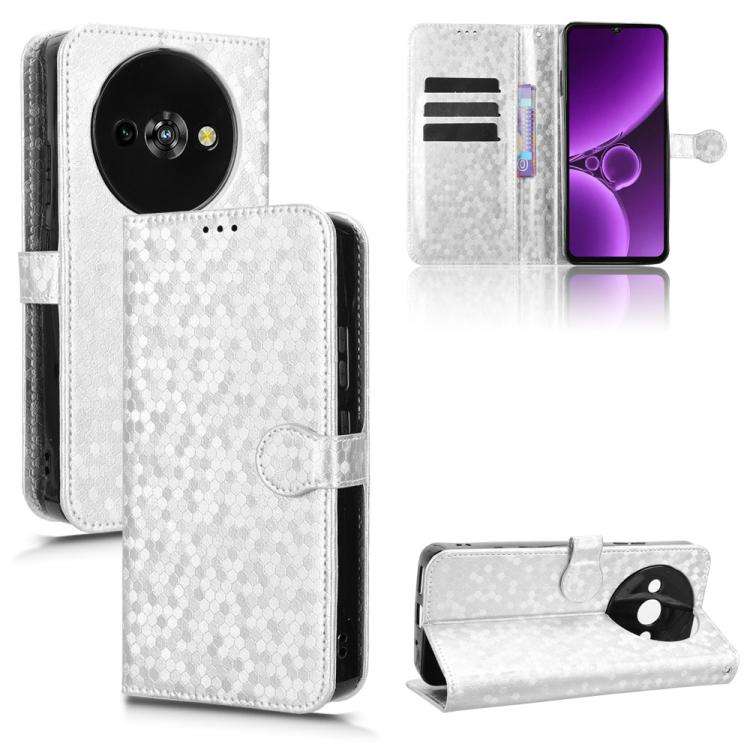 For Oukitel C59 / C59 Pro Honeycomb Dot Texture Leather Phone Case(Silver)