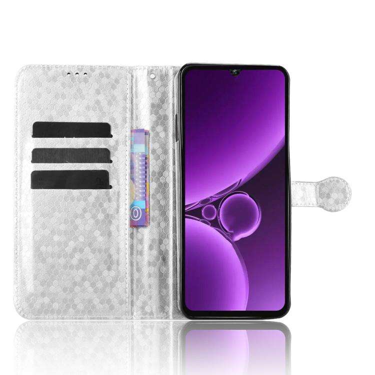For Oukitel C59 / C59 Pro Honeycomb Dot Texture Leather Phone Case(Silver)