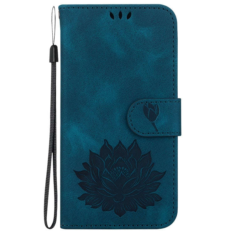 For Honor Magic6 Pro Lotus Embossed Leather Phone Case(Dark Blue)