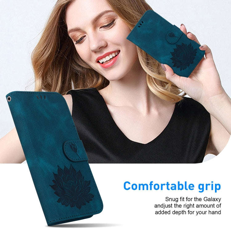 For Honor Magic6 Pro Lotus Embossed Leather Phone Case(Dark Blue)