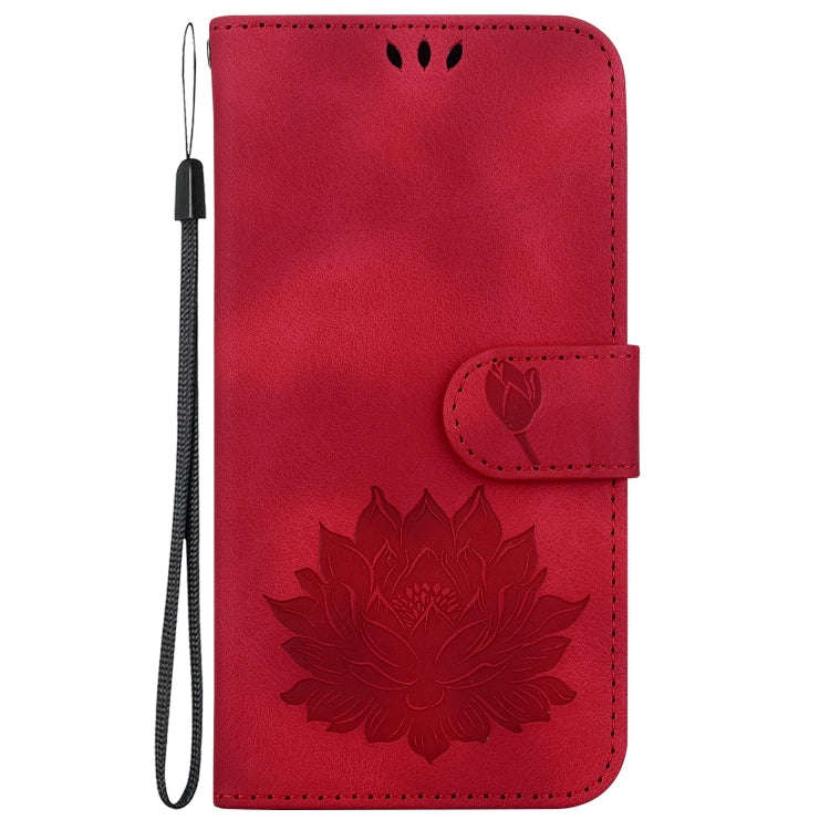 For Honor 200 Pro Lotus Embossed Leather Phone Case(Red)
