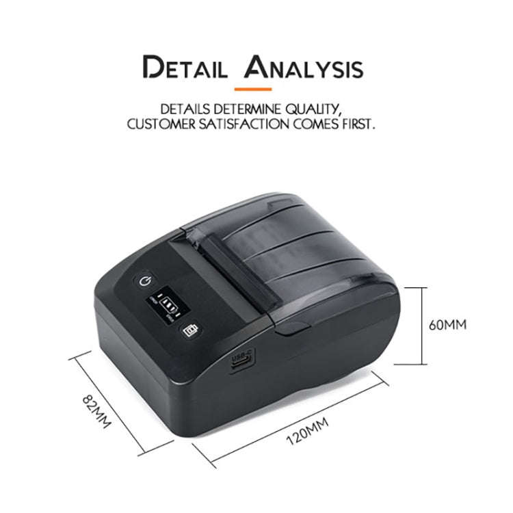 BT-581 58mm USB-C/Type-C + Bluetooth Portable Thermal Printer(US Plug)