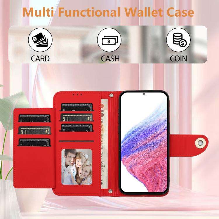 For Oukitel C59 / C59 Pro Rhombic Texture Flip Leather Phone Case with Lanyard(Red)