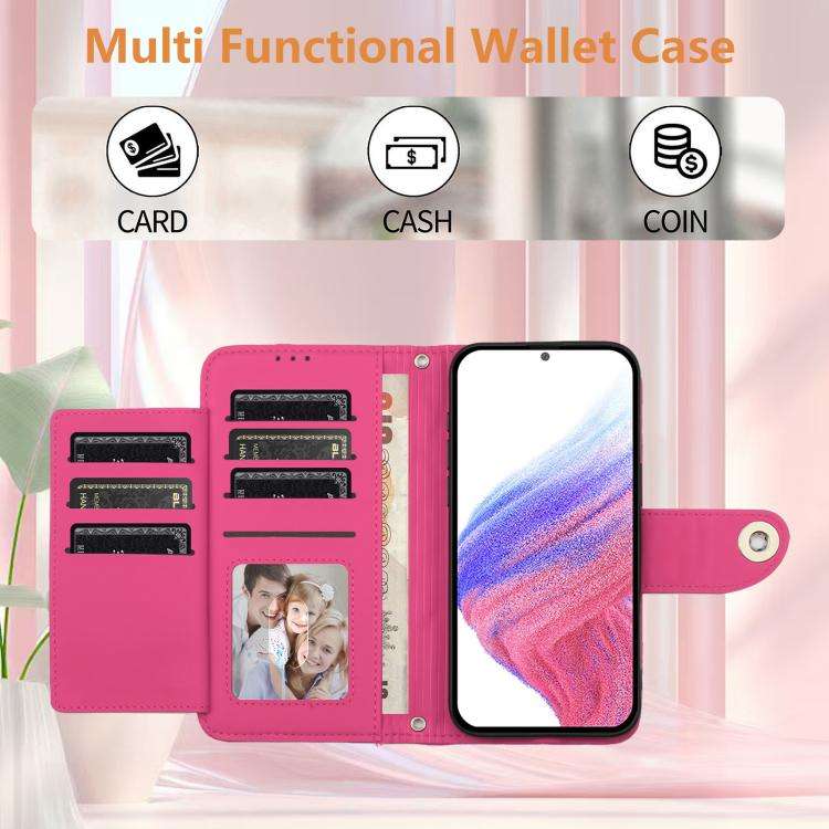 For Oukitel C59 / C59 Pro Rhombic Texture Flip Leather Phone Case with Lanyard(Rose Red)