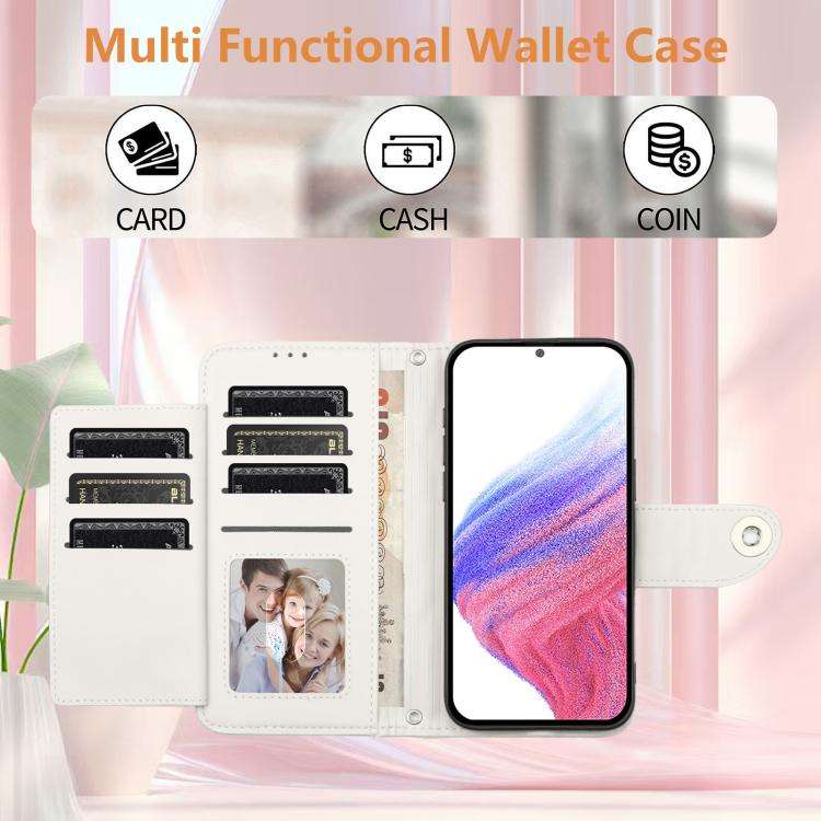 For Oukitel C59 / C59 Pro Rhombic Texture Flip Leather Phone Case with Lanyard(White)