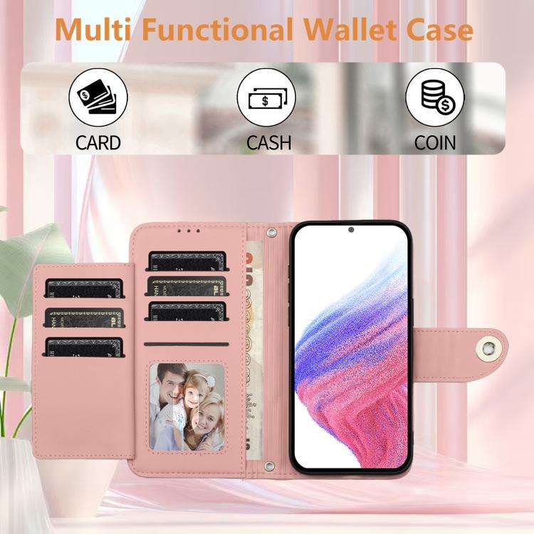 For Oukitel C59 / C59 Pro Rhombic Texture Flip Leather Phone Case with Lanyard(Coral Pink)