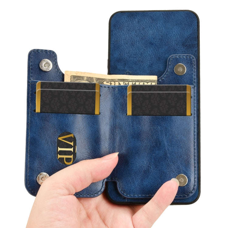 For Motorola G85 5G / S50 Neo 5G Cow Pattern Sewing Card Bag Phone Case(Blue)