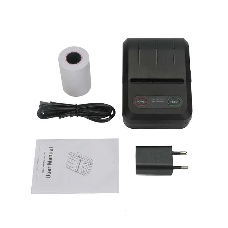 BT-583 58mm USB-C/Type-C + Bluetooth Portable Thermal Printer, Specification:EU Plug(Black)