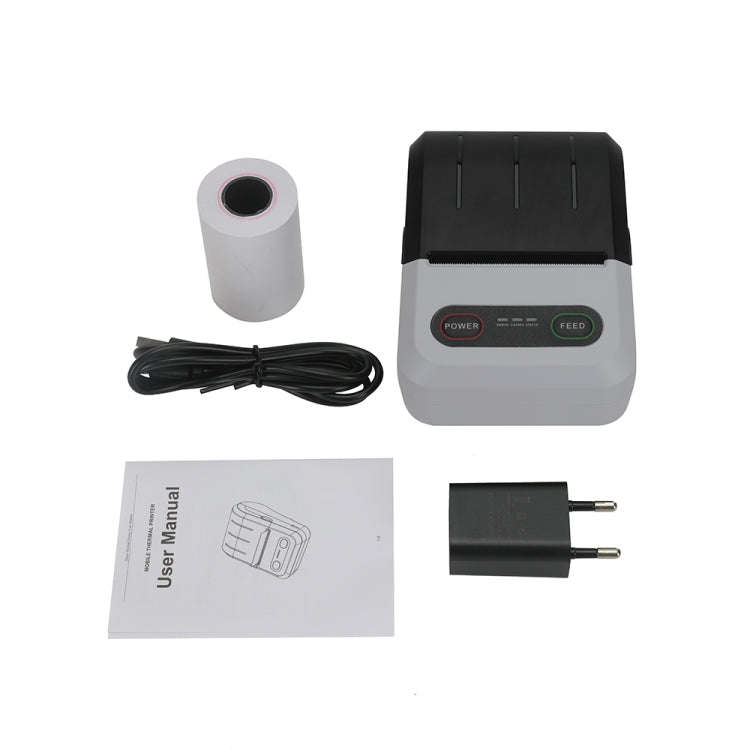 BT-583 58mm USB-C/Type-C + Bluetooth Portable Thermal Printer, Specification:EU Plug(Black White)