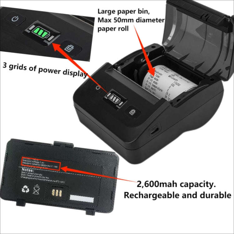 BT-802 80mm USB-C/Type-C + Bluetooth Portable Thermal Printer(US Plug)