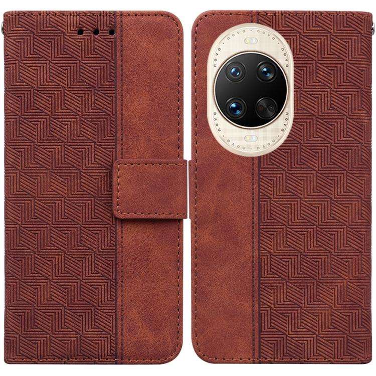 For Huawei nova 14 Ultra Geometric Embossed Leather Phone Case(Brown)