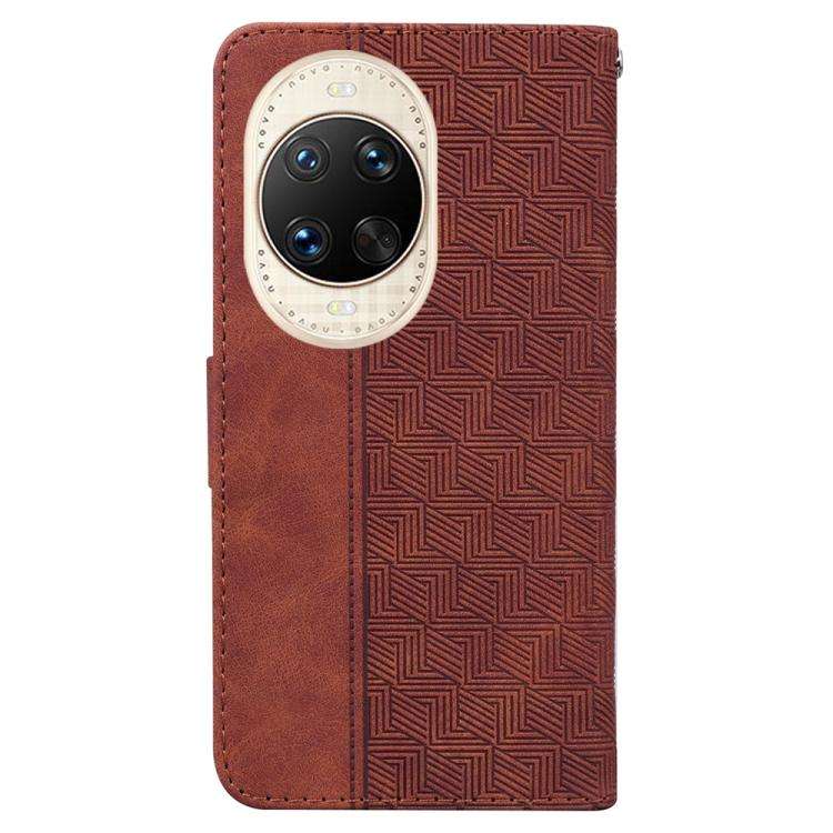 For Huawei nova 14 Ultra Geometric Embossed Leather Phone Case(Brown)