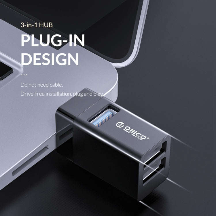 ORICO MINI-U32 3 in 1 USB Interface ABS Plastic Mini HUB Adapter(White)